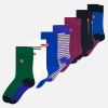 Lot de 7 chaussettes mi-hautes en coton - Semainier Lucas Bloc Emeraude Bleu Eblouissant Rayures Matelas Purple Bloc Bleu Eblouissant Marine Blanc - vert - 1