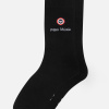 Chaussettes mi-hautes en coton - Robuste Noir Brodé Papa Bricolo - noir - 4