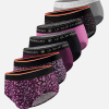 Lot de 7 slips en coton - Slips Prune Noir Fuchsia Gris Chiné Hibiscus Prune Gavotte Prune Petit Carrés Noir - violet - 4