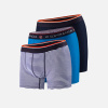 Lots de 3 boxers longs en coton - Boxers Marinière Marine Bleu Turquoise - bleu - 2