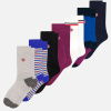 Lot de 7 chaussettes mi-hautes en coton - Chaussettes Bicolore Noir Rayure Matelas Purple Emeraude Purple Bleu Eblouissant Purple Marine Blanc - noir - 1