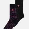 Lot de 2 chaussettes mi-hautes en coton - Chaussettes Noir Petit Carré Fuchsia - noir - 1