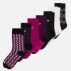 Lot de 7 chaussettes mi-hautes en coton - Chaussettes Fuchsia Petit Carré Fuchsia Fléchette Fuchsia Blanc Noir Tartan Noir - violet - 1