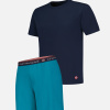 Ensemble de pyjama t-shirt marine et short bleu en coton - Pyjama manches courtes formidable Marine et bas de pyjama court invincible Topaz - bleu - 3