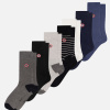 Pack Semainier Robuste Gris Anthracite Noir Gris Clair Noir Rayures Blanc Marine Acier - bleu - 6