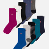 Lot de 10 chaussettes en coton - Chaussettes Fuchsia Blanc Noir Bicolore Acier Rayures Marine Topaz Bleu Turquoise - bleu - 1
