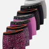 Lot de 7 boxers en coton - Boxers Prune Fuchsia Noir Gris Chiné Hibiscus Prune Gavotte Prune Petit Carrés Noir - violet - 2