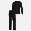 Ensemble pyjama haut et pantalon noir en coton - Pyjama haut manches longues superbe Noir et bas de pyjama long indomptable Noir - noir - 1
