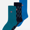 Lot de 3 chaussettes mi-hautes en coton - Chaussettes Topaz Tartan Bleu Turquoise - bleu - 2