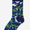 Chaussettes mi-hautes mixtes en coton - Lucas Mosaique Indigo - bleu - 8