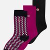 Lot de 3 chaussettes mi-hautes en coton - Chaussettes Fuchsia Noir Fléchette Fuchsia - violet - 2