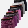 Lot de 7 boxers en coton - Boxers Prune Fuchsia Noir Gris Chiné Hibiscus Prune Gavotte Prune Petit Carrés Noir - violet - 3