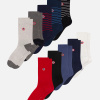 Lot de 10 chaussettes mi-hautes en coton - Chaussettes Gris Anthracite Noir Gris Clair Blanc Marine Acier Rouge Cerise Rayures - noir - 1
