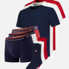 French Paquet Lot de 9 - Ensemble de Boxers, T-shirts manches courtes, Chaussettes mi-hautes en coton - bleu - 1