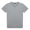 Mixed V-neck cotton t-shirt - gray - 1