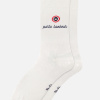 Chaussettes mi-hautes unies blanches - Robuste Blanc Brodé Porte Bonheur - bleu - 3