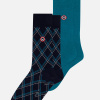 Lot de 2 chaussettes mi-hautes en coton - Chaussettes Topaz Tartan - bleu - 1