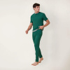 Pantalon de pyjama en coton texturé - vert - 1