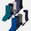Lot de 10 chaussettes mi-hautes en coton - Chaussettes Topaz Bleu Turquoise Blanc Marine Acier Anthracite Noir Marinière - blanc - 2