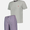 Ensemble de pyjama t-shirt et short en coton - Pack Pyjama Tristan Gris Chiné Rayures Tricolores - gris - 1