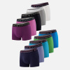 Lot de 10 boxers en coton - Boxers Prune Fuchsia Noir Gris Chiné Blanc Marine Bleu Jean Topaz Mint Green Bleu Turquoise - bleu - 1