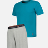 Ensemble de pyjama t-shirt bleu et short gris en coton - Pyjama manches courtes formidable Topaz et bas de pyjama court invincible Gris Chiné - bleu - 2