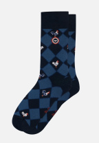 Chaussettes mi-hautes en coton - Lucas Losanges Coq Marine Acier - bleu - 1