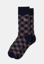 Chaussettes mi-hautes en coton - Lucas Tartan - bleu - 1