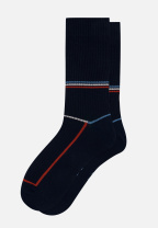 Chaussettes de sport mi-hautes rayées jaune et bleu marine - Wilfried Laser Marine Brique - bleu - 2