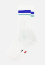 Chaussettes de sport mi-hautes rayées bleu et vert - Wilfried Horizontal Bleu Nautique Vert Azur - blanc - 1