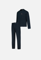 Ensemble pyjama haut et pantalon bleu marine en coton - Pyjama Hugo Haut Manches Longues Et Bas Long Uni Marine - bleu - 1