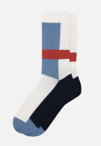 Chaussettes de sport mi-hautes rayées jaune et bleu marine - Wilfried Mondrian Bleu Jean Brique - bleu - 1