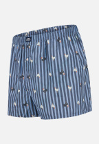 Caleçon à motif rayure coq bleu acier en coton - Jacques Rayure Coq Bleu Acier - bleu - 1