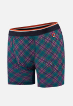 Boxer long à motif tartan bleu canard en coton - Michel Tartan Bleu Canard - bleu - 1