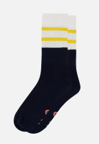 Chaussettes de sport mi-hautes rayées jaune et bleu marine - Wilfried Bloc Jaune Citron Marine - bleu - 1
