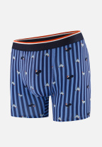 Boxer long à motif rayure coq bleu acier en coton - Michel Rayure Coq Bleu Acier - bleu - 1