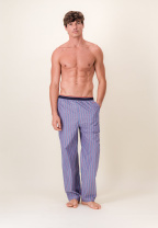 Bas de pyjama long à motif rayure en coton - Bastien Tricolores - bleu - 1